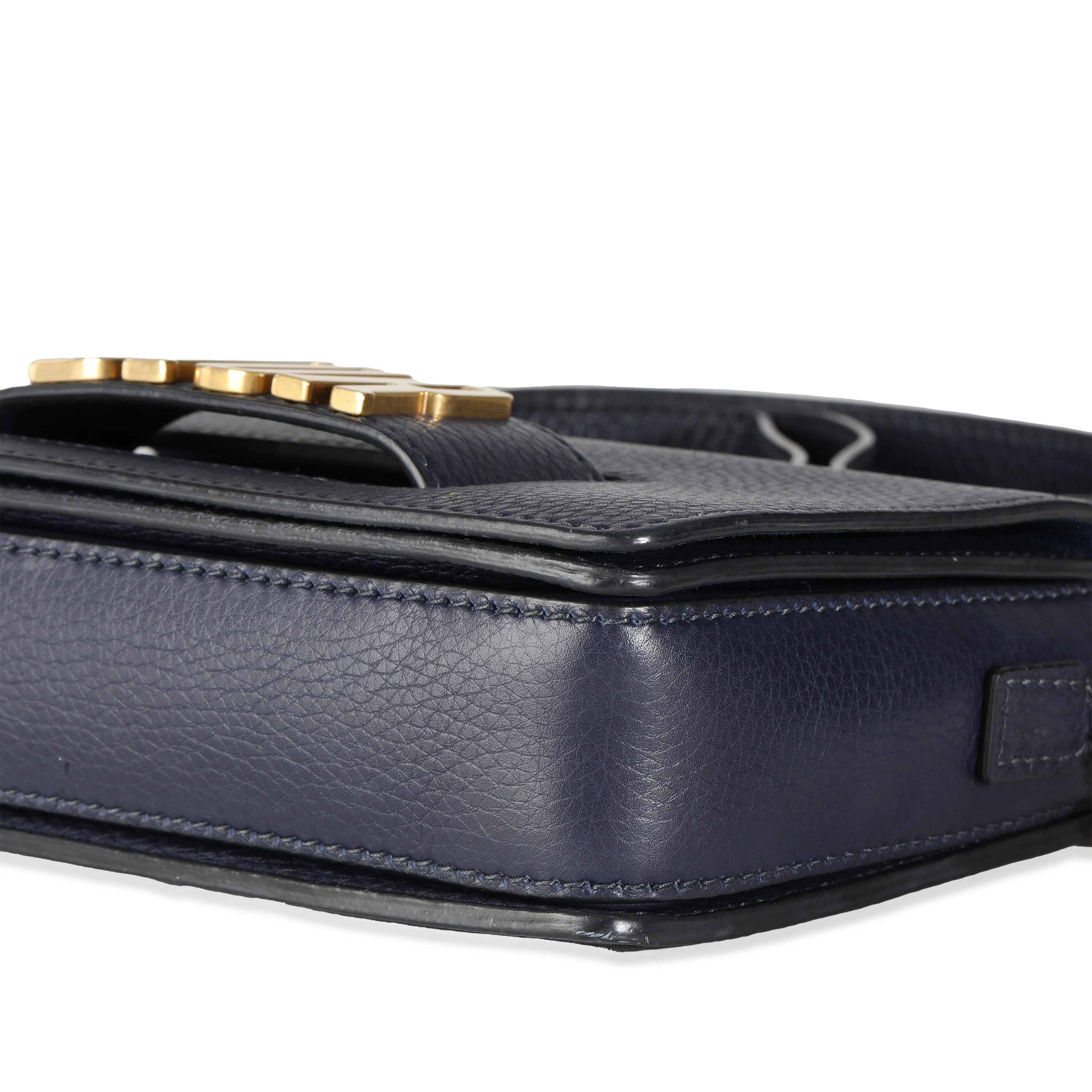Navy Blue Grained Calfskin Medium Dio(r)evolution Flap Bag - Image 6