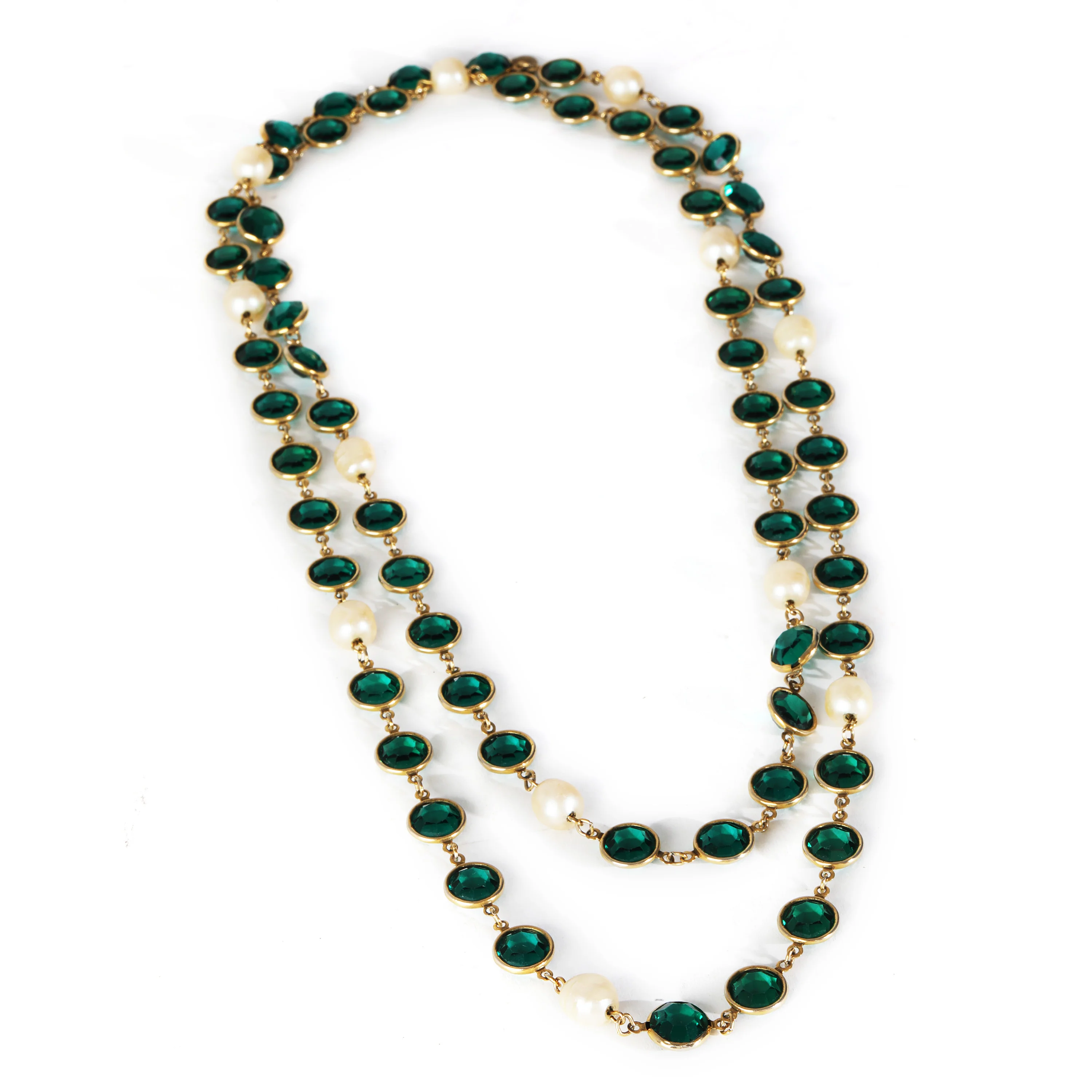 Gold-Plated Vintage 1981 Gripoix & Faux Pearl Necklace - Image 2