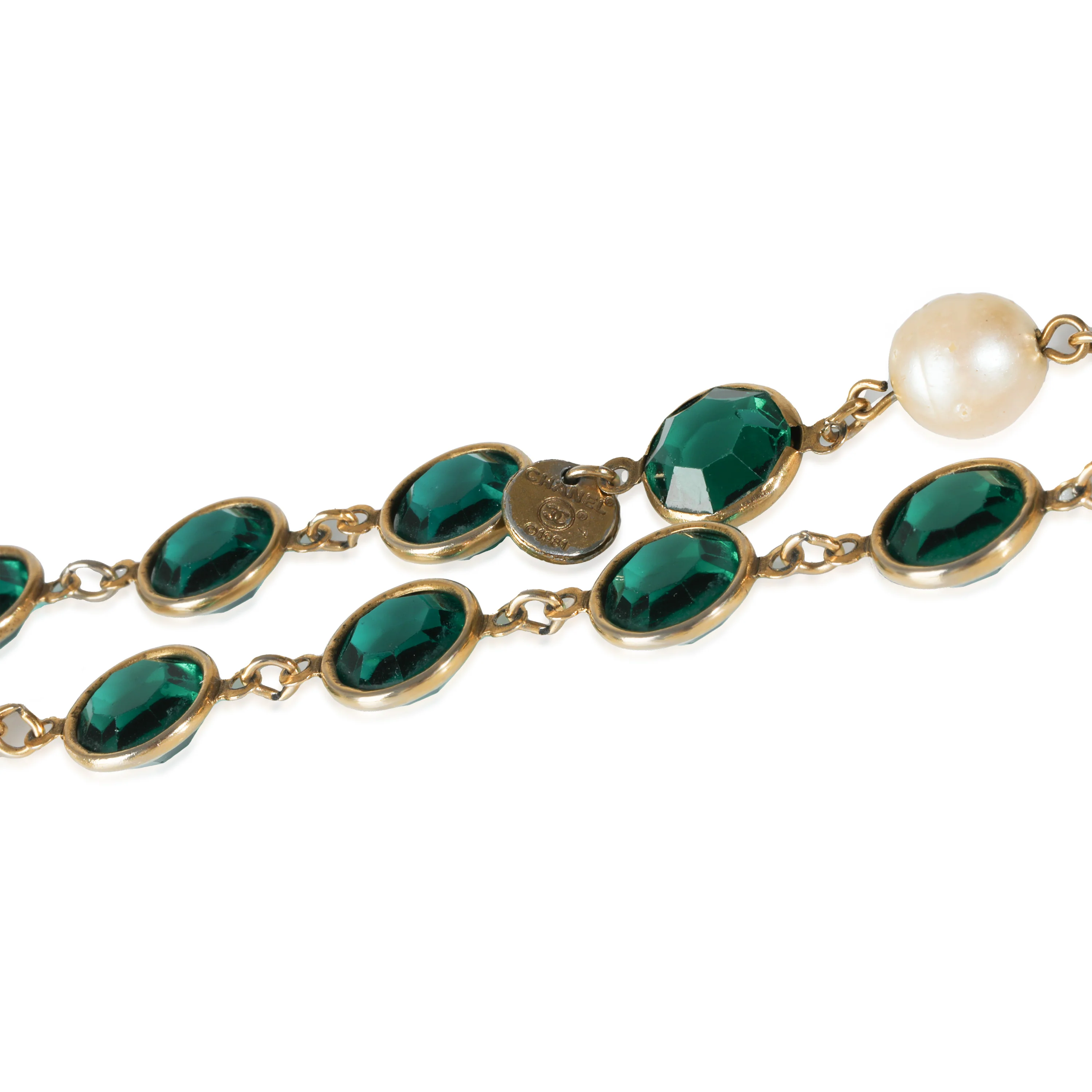 Gold-Plated Vintage 1981 Gripoix & Faux Pearl Necklace - Image 3