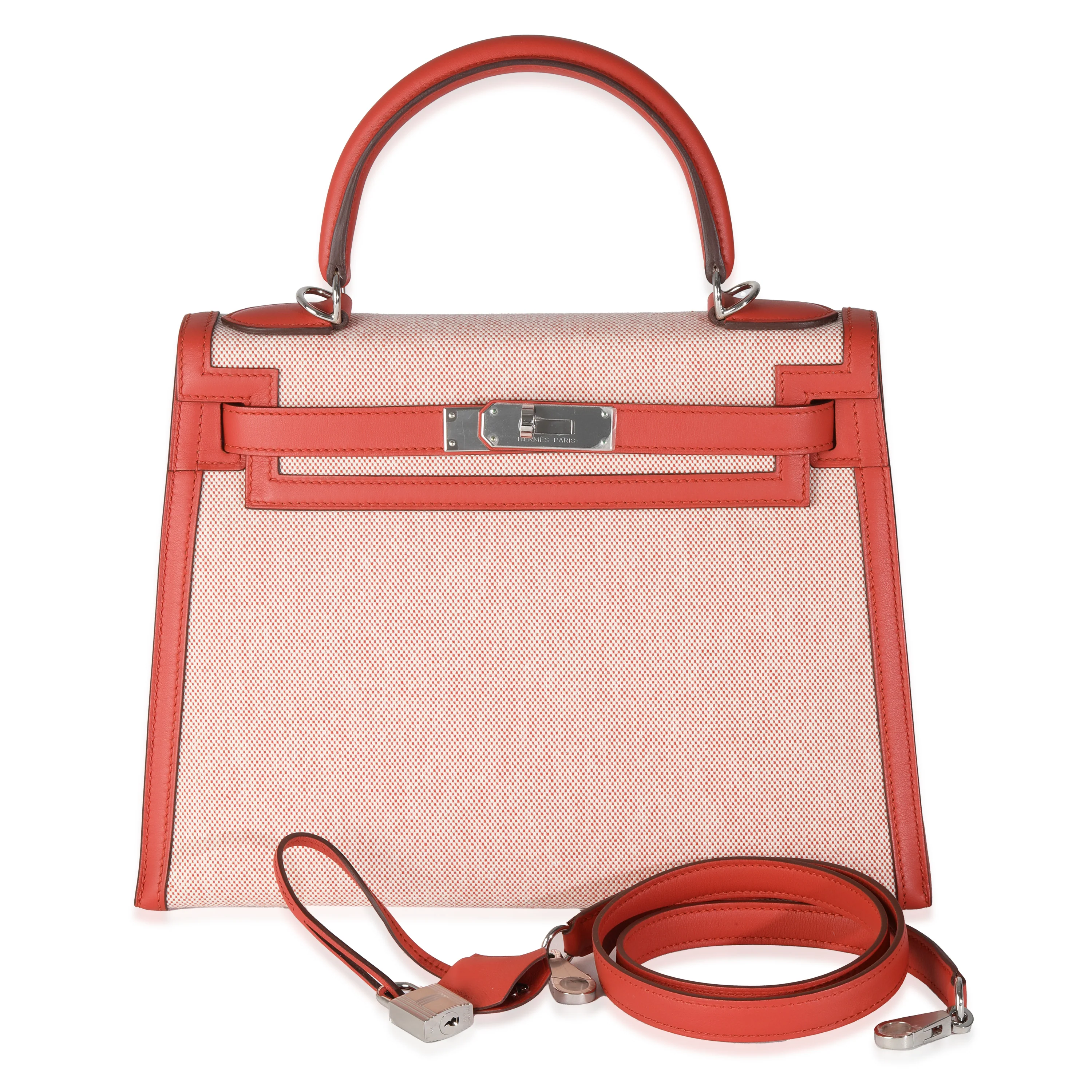Ecru Brique Terre Battue Toile Quadrille Swift Sellier Kelly 28 PHW - Image 9