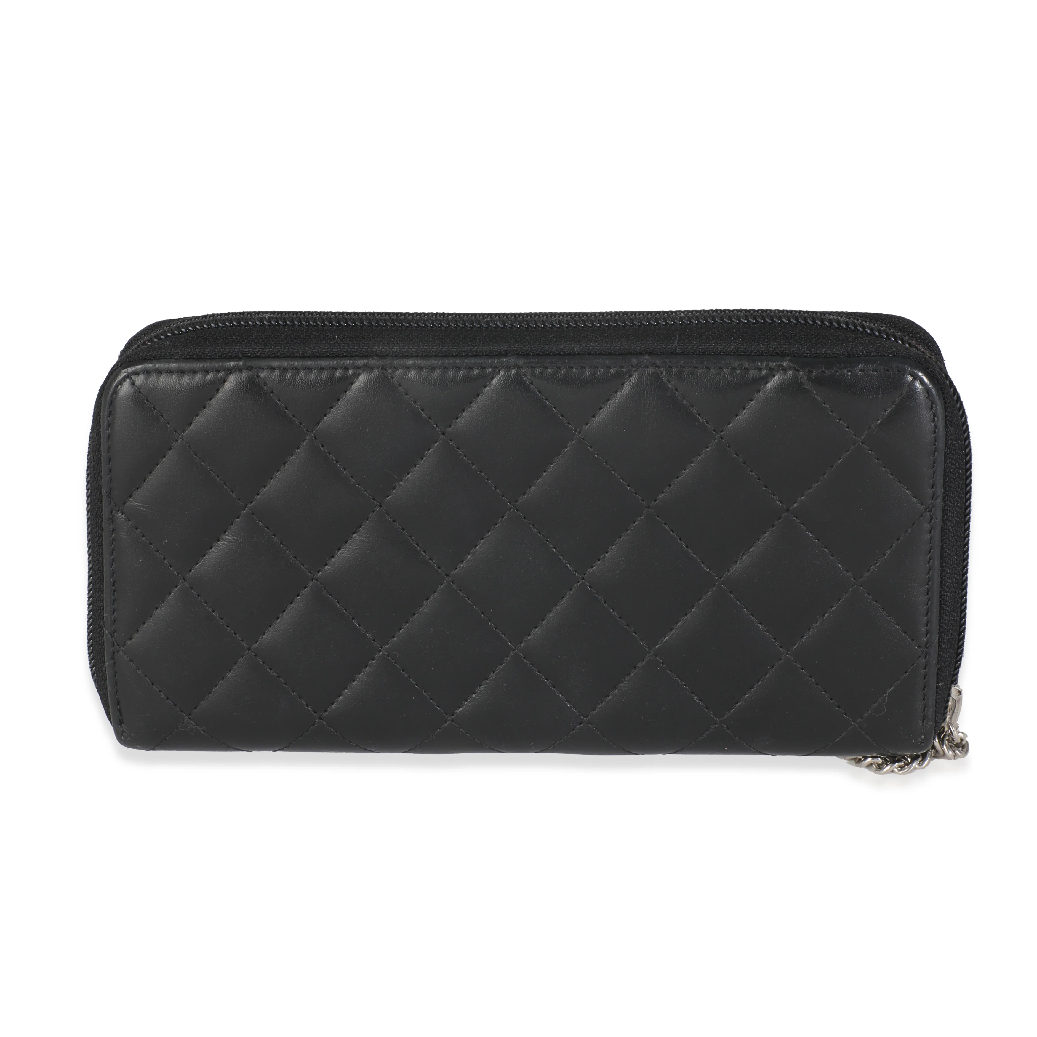 Vintage Black Quilted Lambskin Cambon Wallet - Image 4