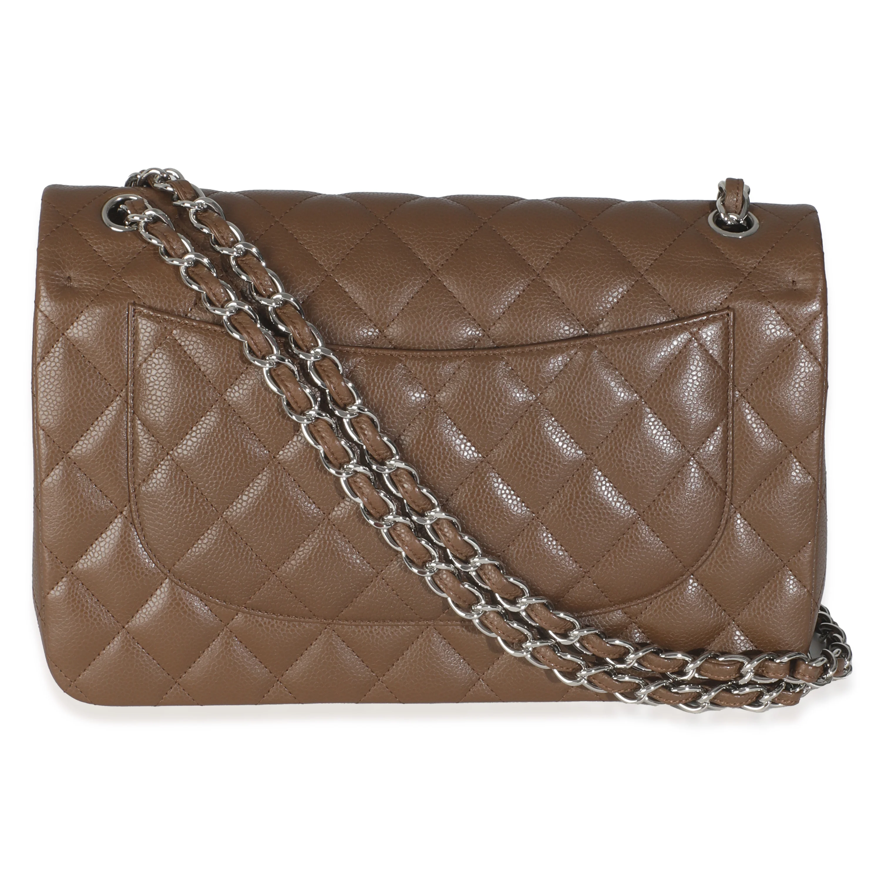 Dark Brown Quilted Caviar Jumbo Double Flap Handbag - Image 4