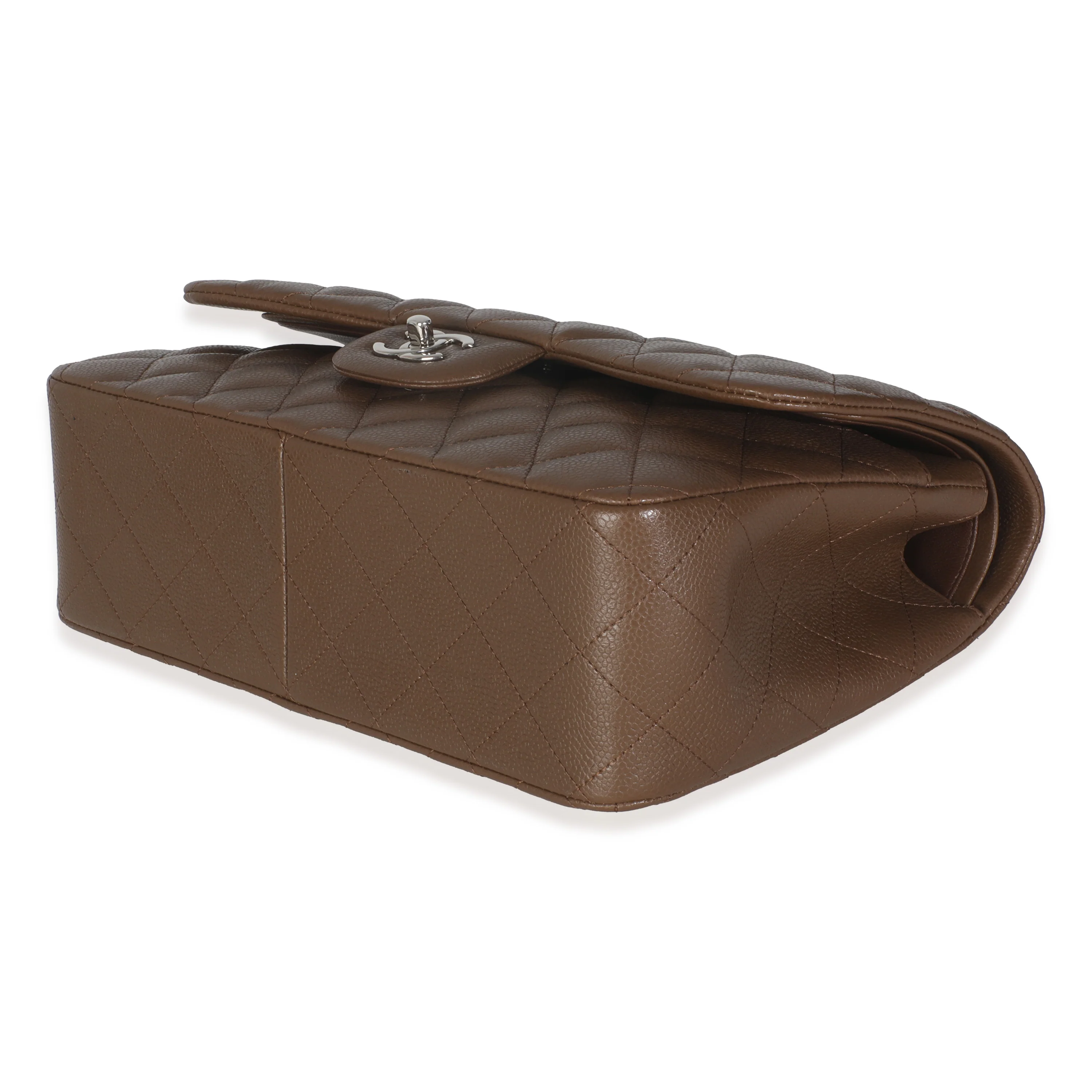 Dark Brown Quilted Caviar Jumbo Double Flap Handbag - Image 5