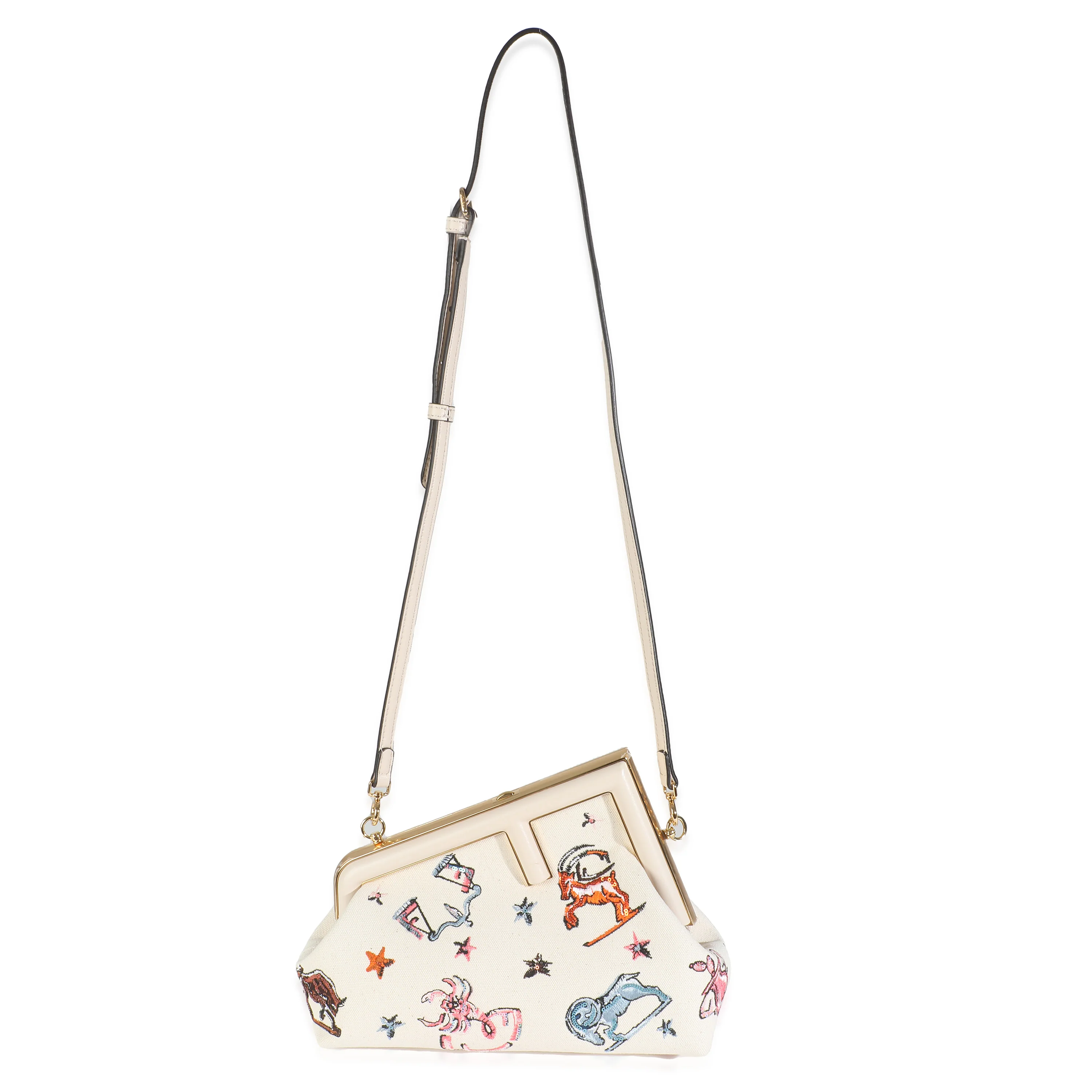 White Astrology Embroidered Canvas First Small Bag - Image 8