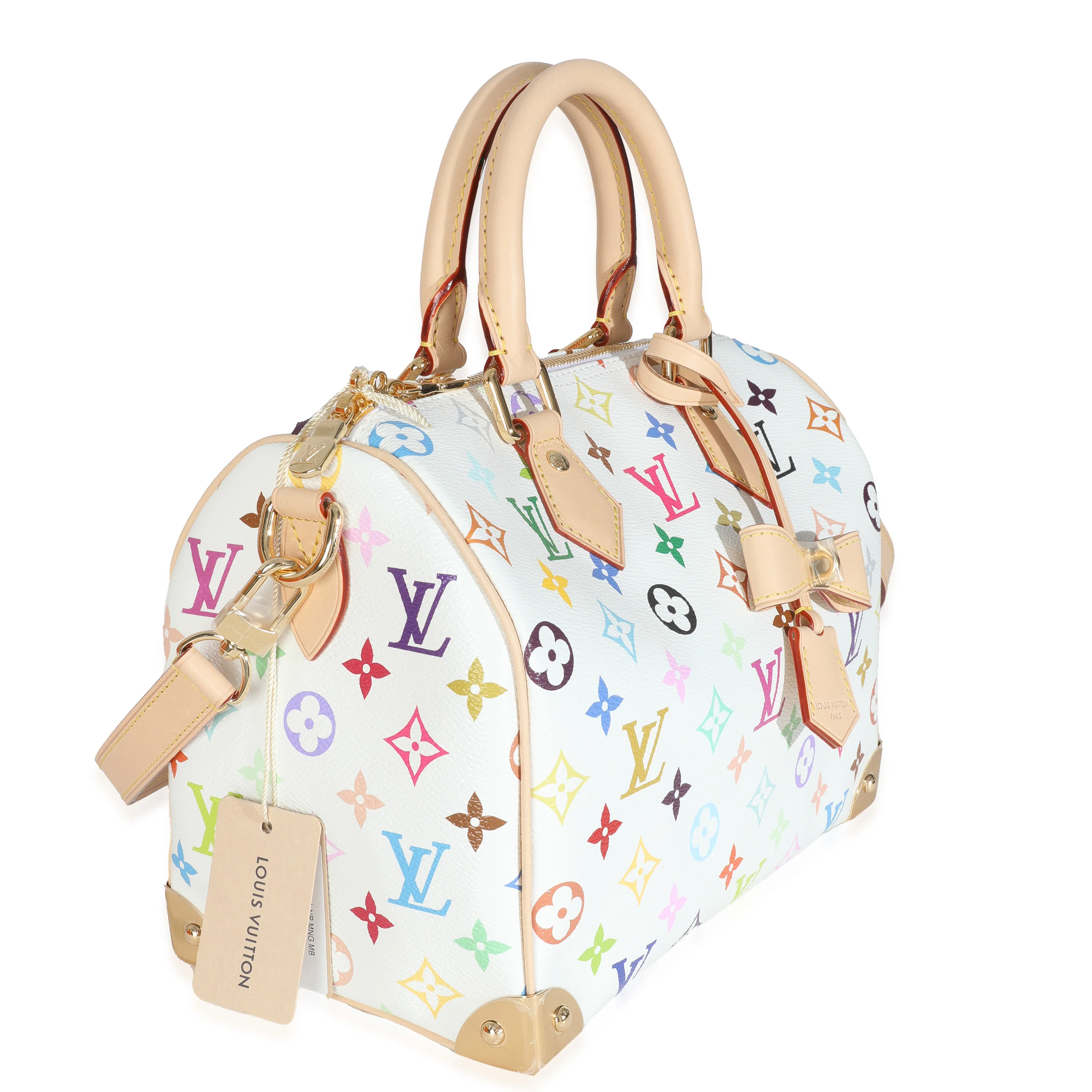 x TM Monogram White Multicolor Canvas Speedy Bandouliere 25 - Image 3