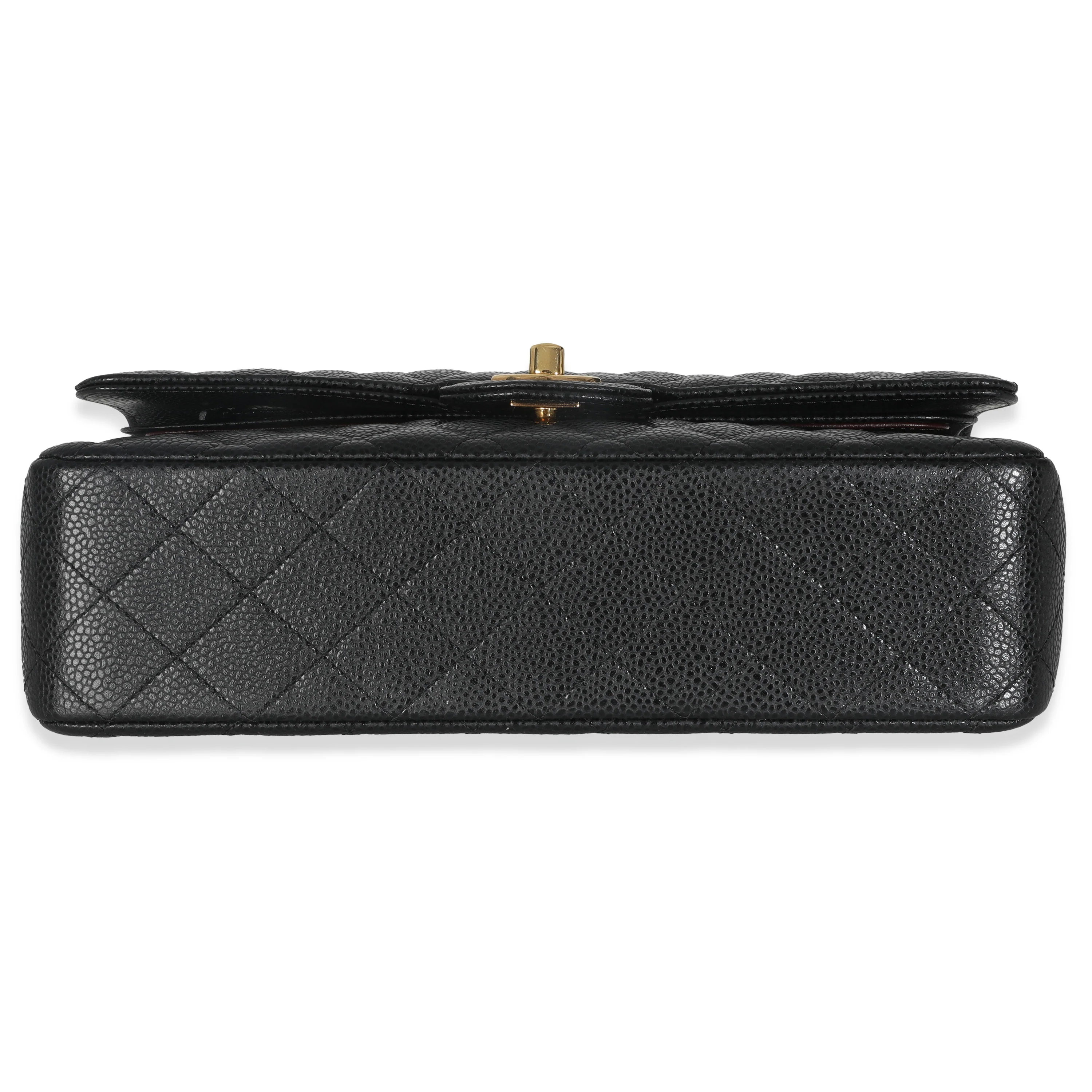 Black Quilted Caviar Medium Classic Double Flap Handbag - Image 5
