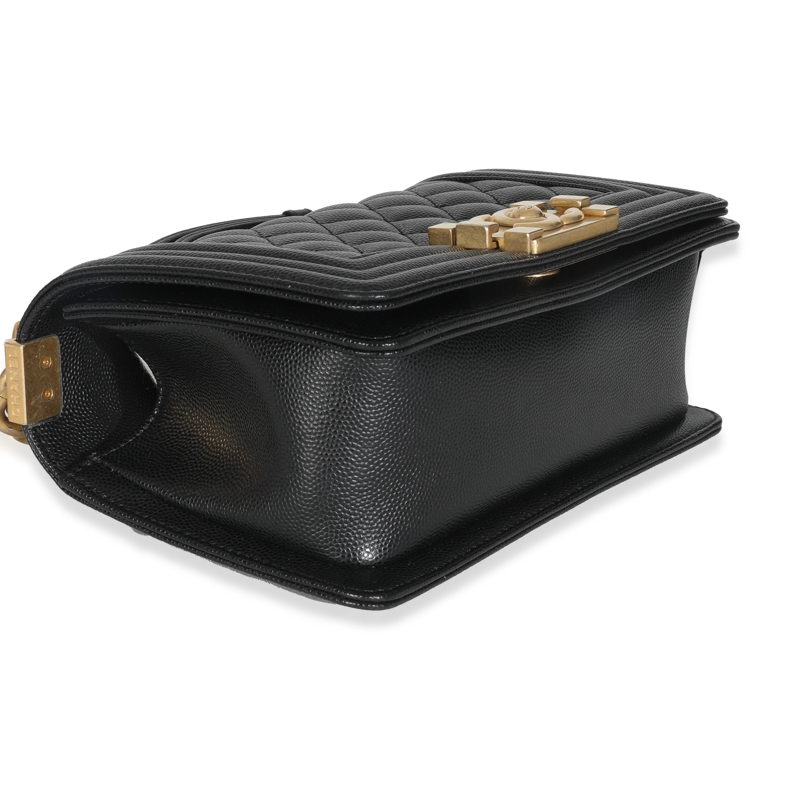 Black Quilted Caviar Small Boy Handbag - Image 6