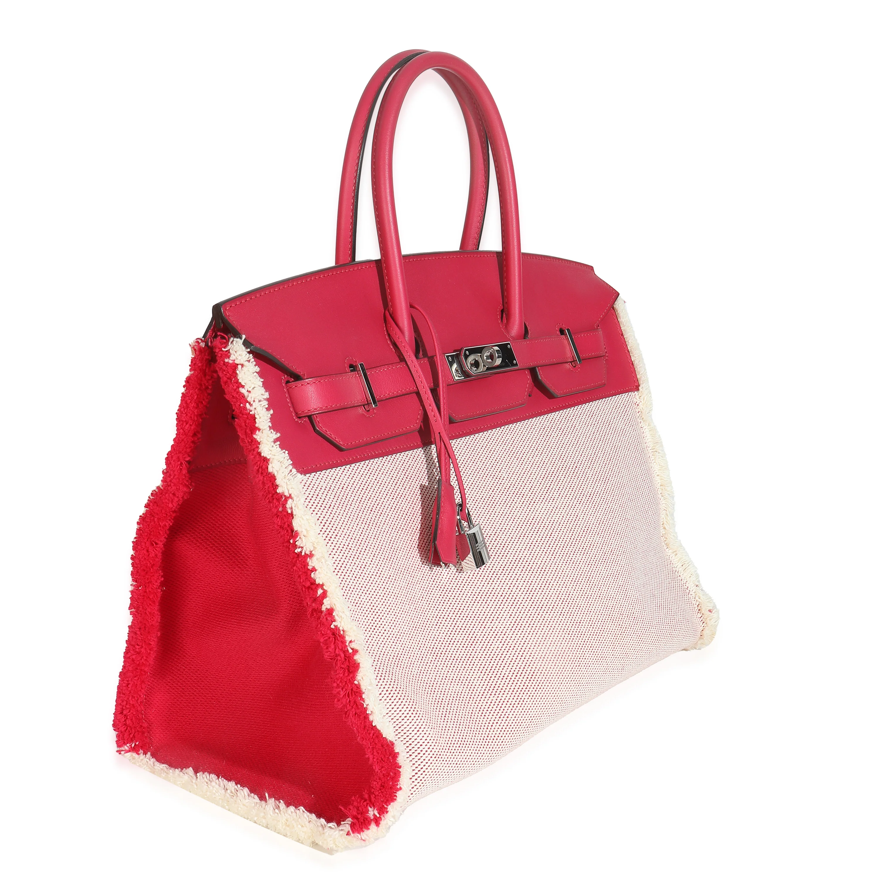 Framboise Ecru Swift Twill H Fray Fray Birkin 35 PHW - Image 3