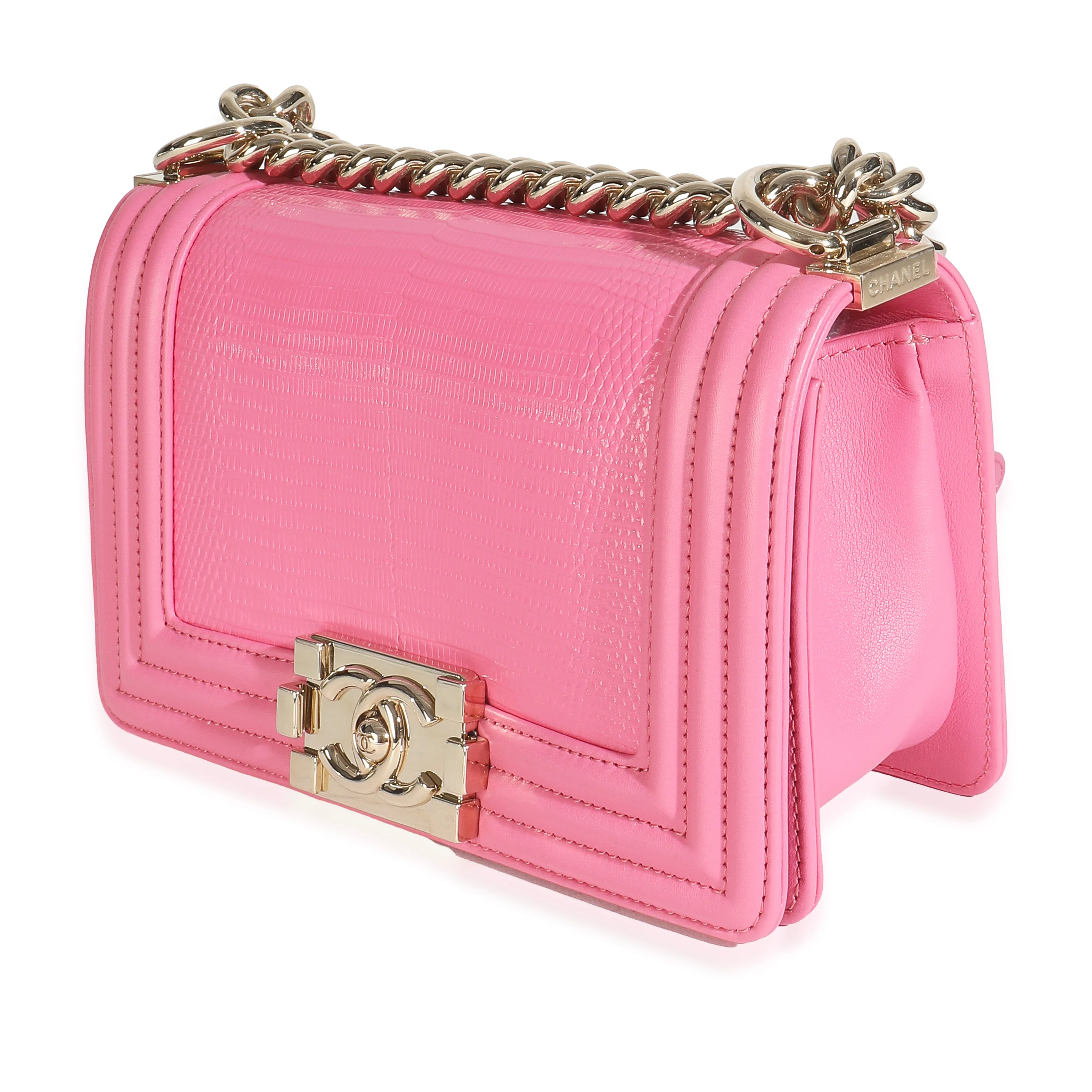 Pink Lambskin Lizard Small Boy Bag - Image 2