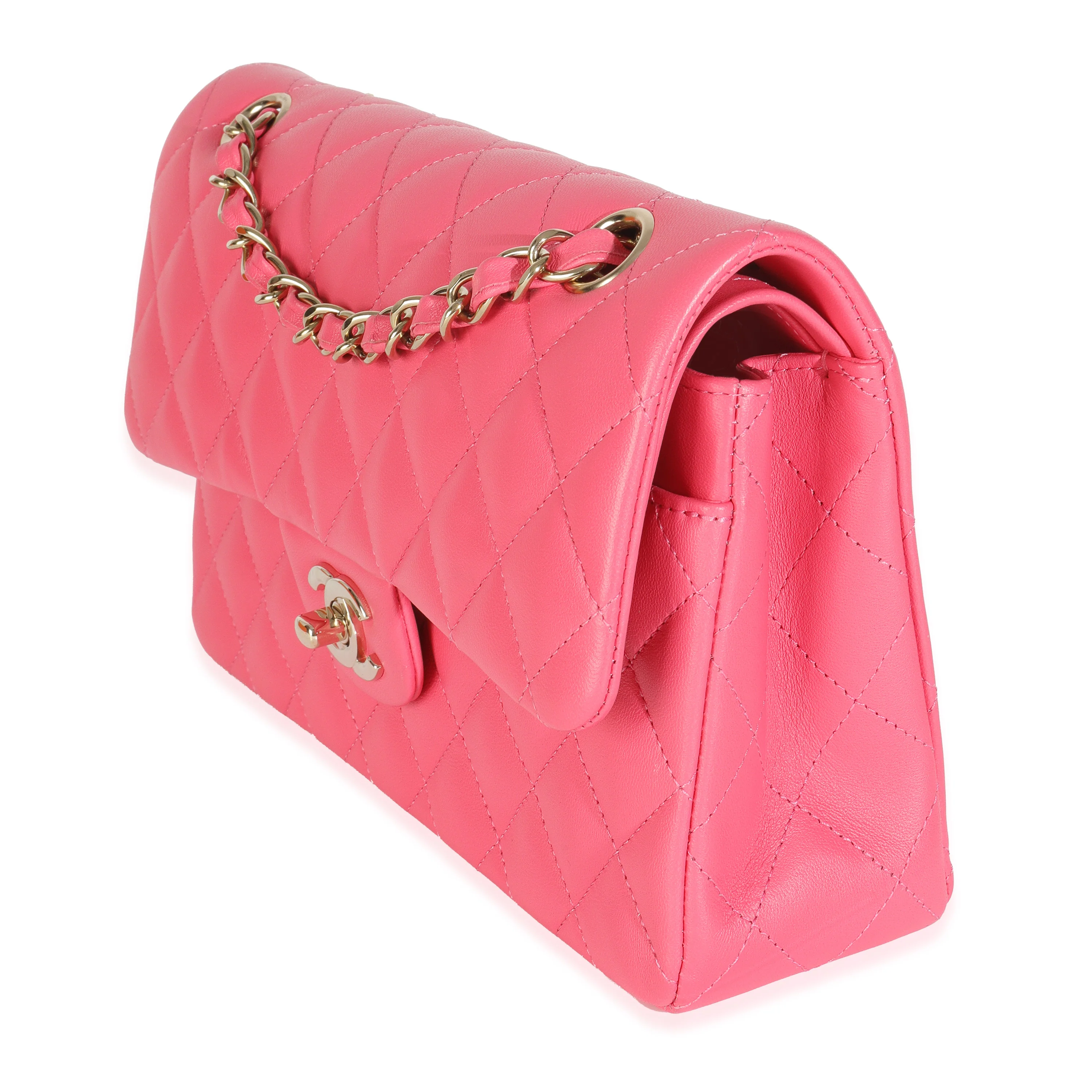 Pink Quilted Lambskin Small Classic Double Flap Bag - Image 2
