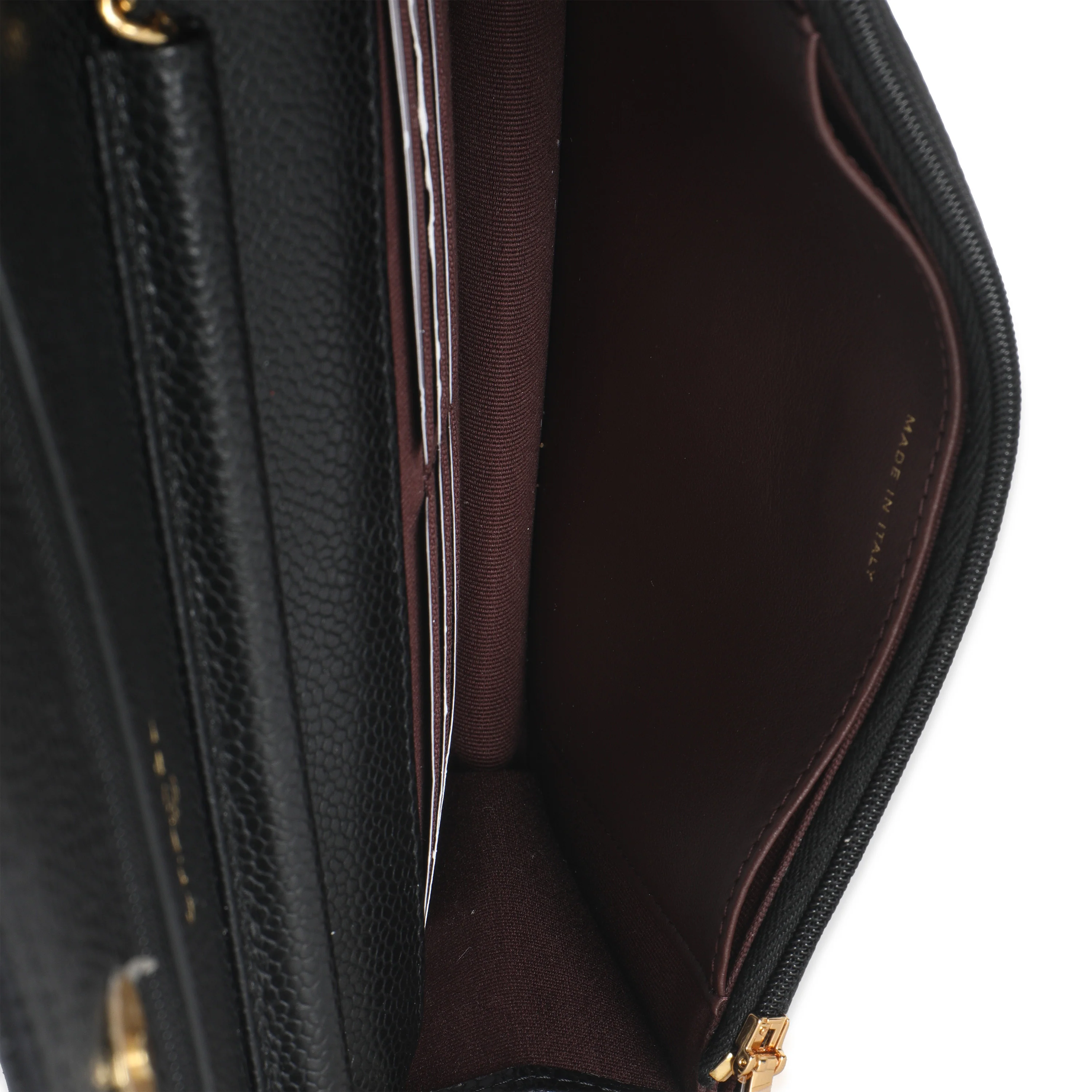 Black Quilted Caviar Classic Wallet On Chain - Image 9