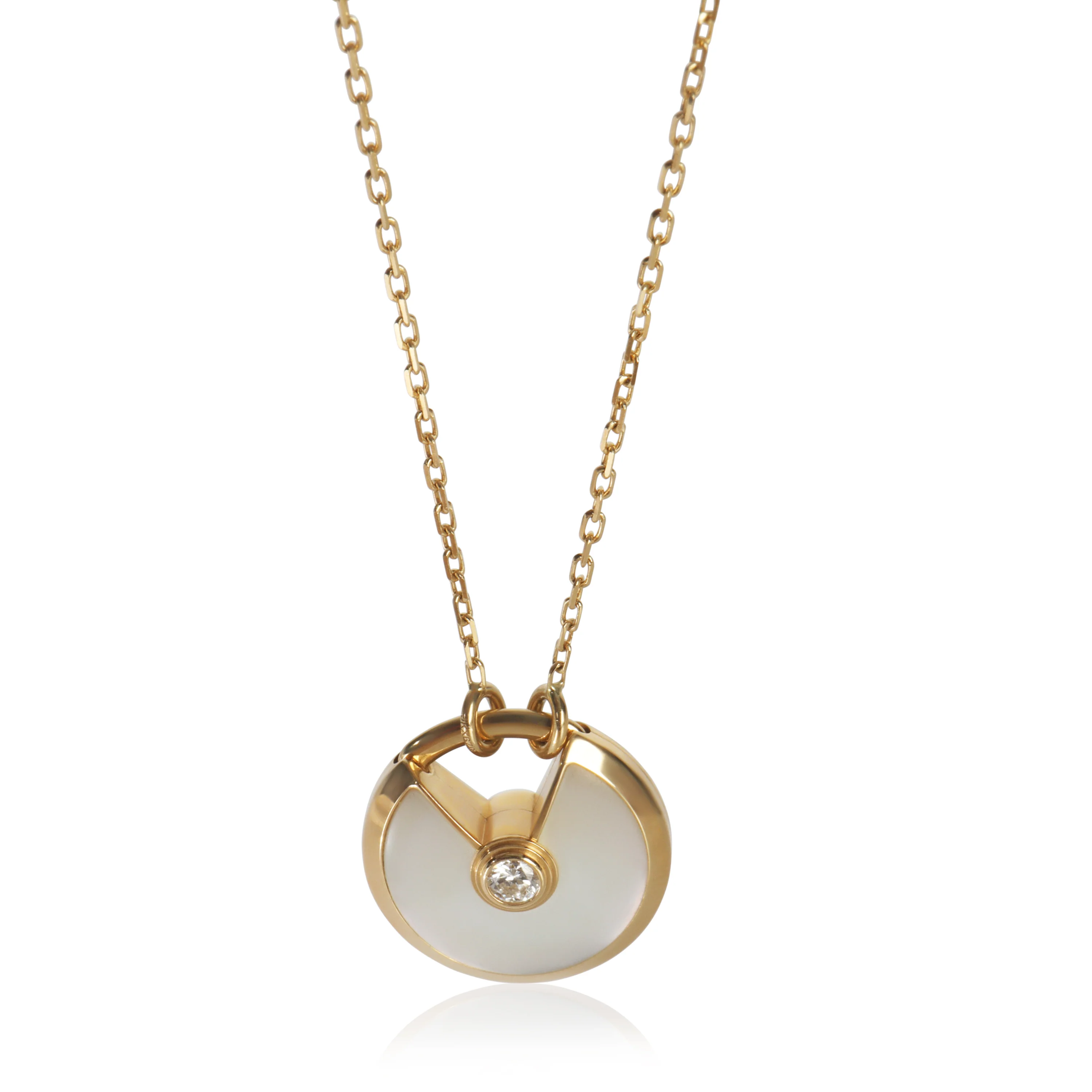Yellow Gold Mother Of Pearl and Diamond Amulette de Cartier Necklace
