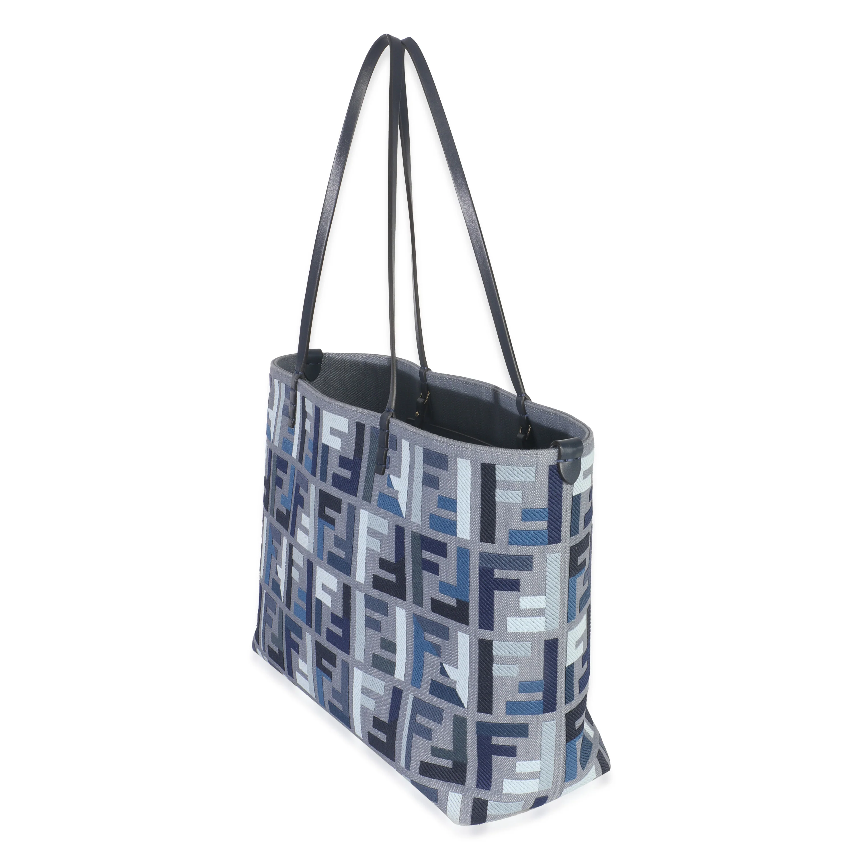 Blue FF Embroidery Canvas Large Denim Roll Tote - Image 2