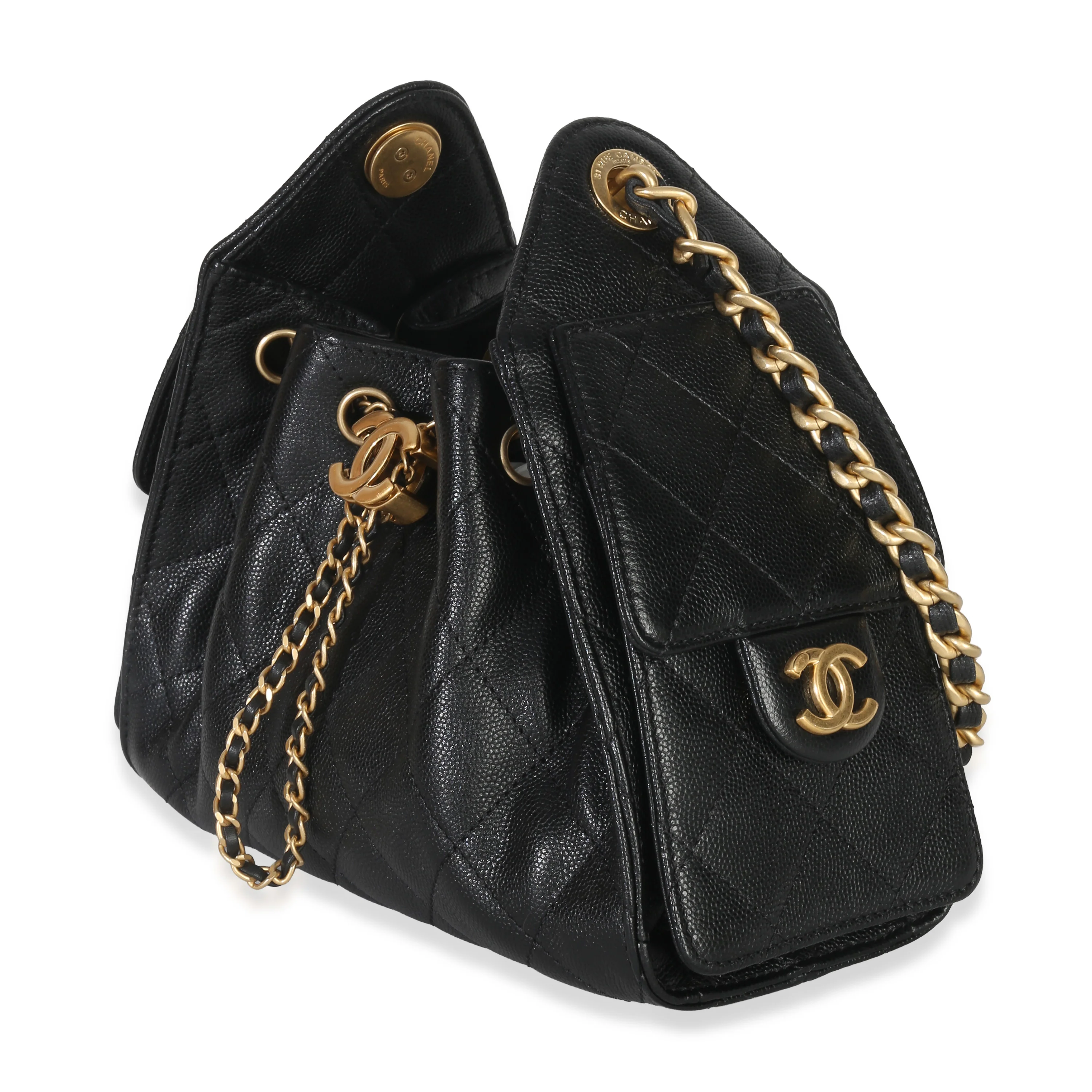 26P Black Quilted Caviar Mini Chanel 25 Hobo Handbag - Image 2
