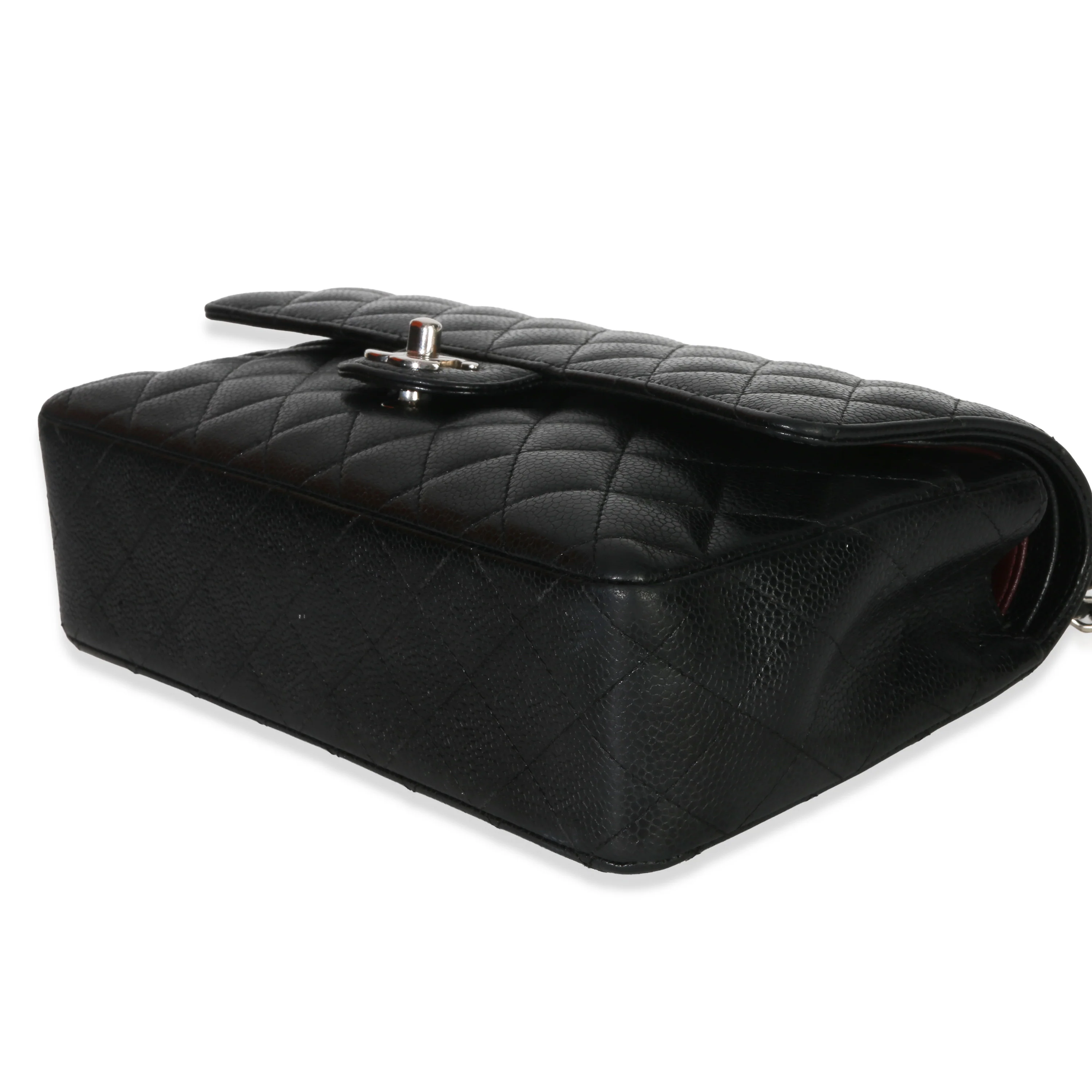 Black Quilted Caviar Medium Classic Double Flap Handbag - Image 7