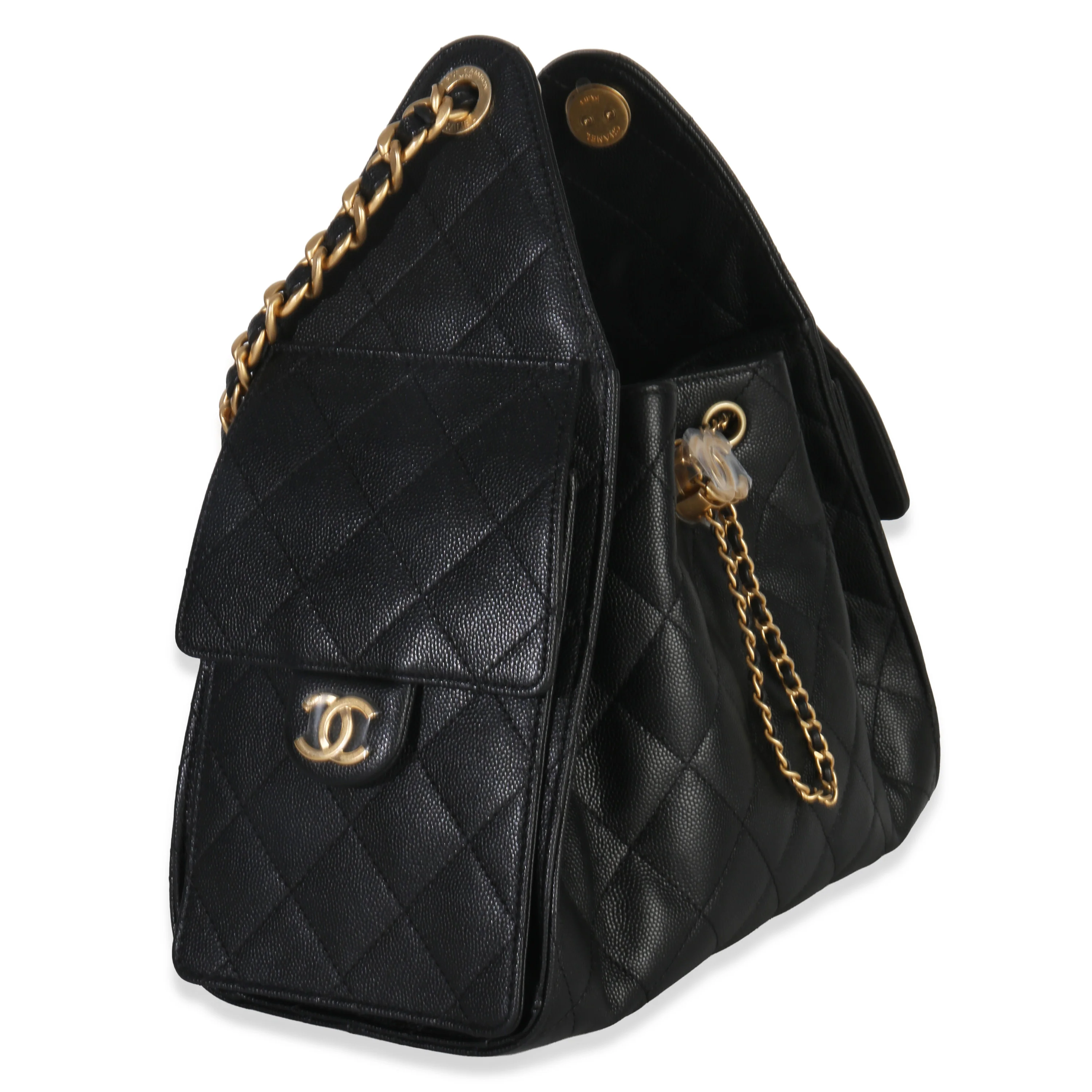 Black Quilted Caviar Small Chanel 25 Hobo Handbag - Image 3