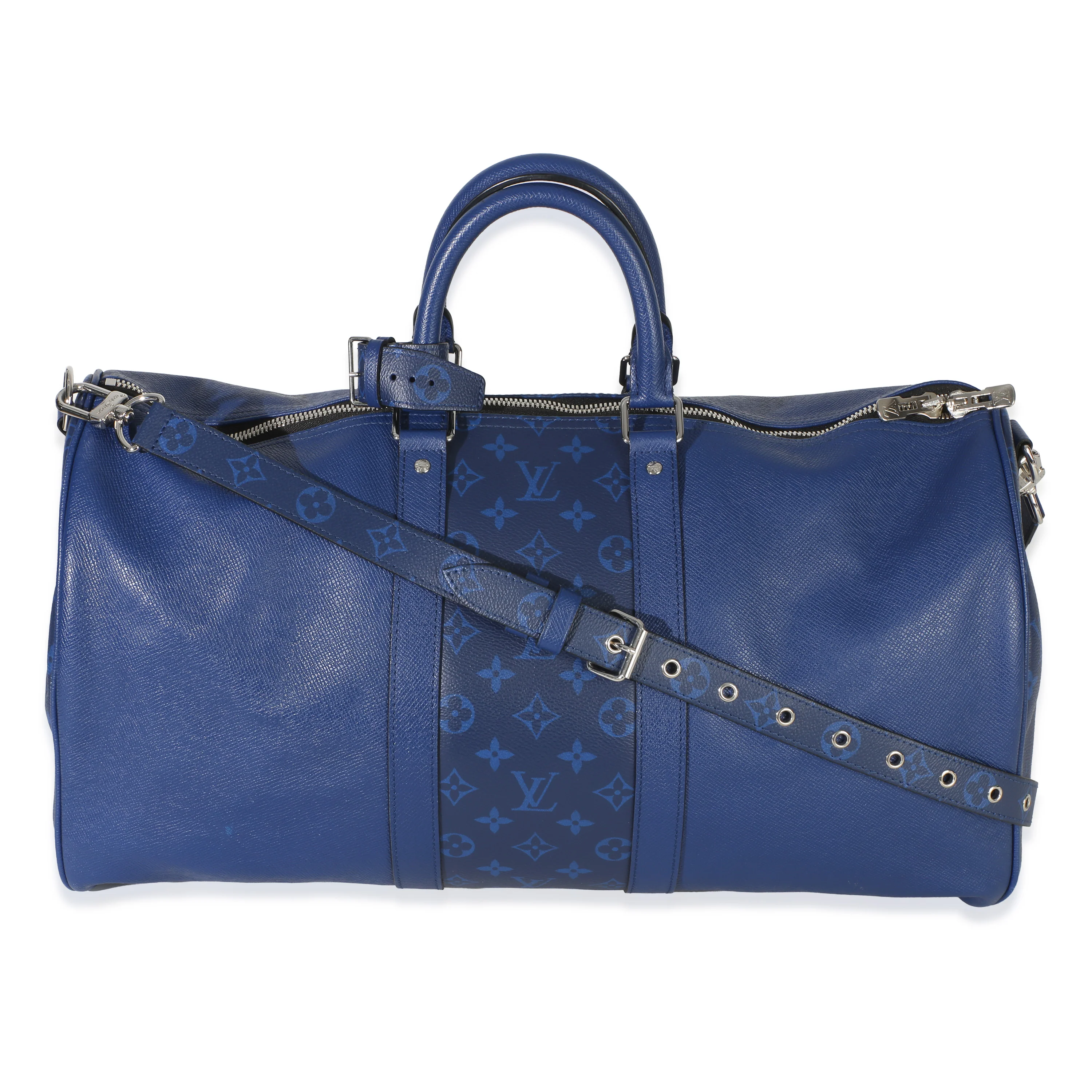 Blue Monogram Eclipse Taiga Keepall Bandouliere 45 - Image 4
