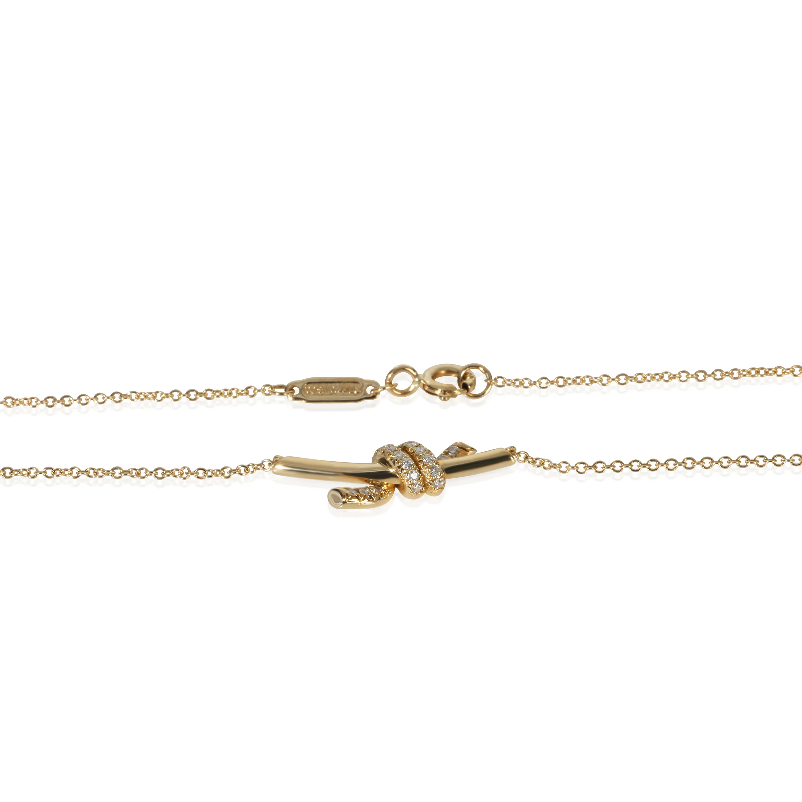 Yellow Gold Diamond Small Model Knot Necklace - Image 2