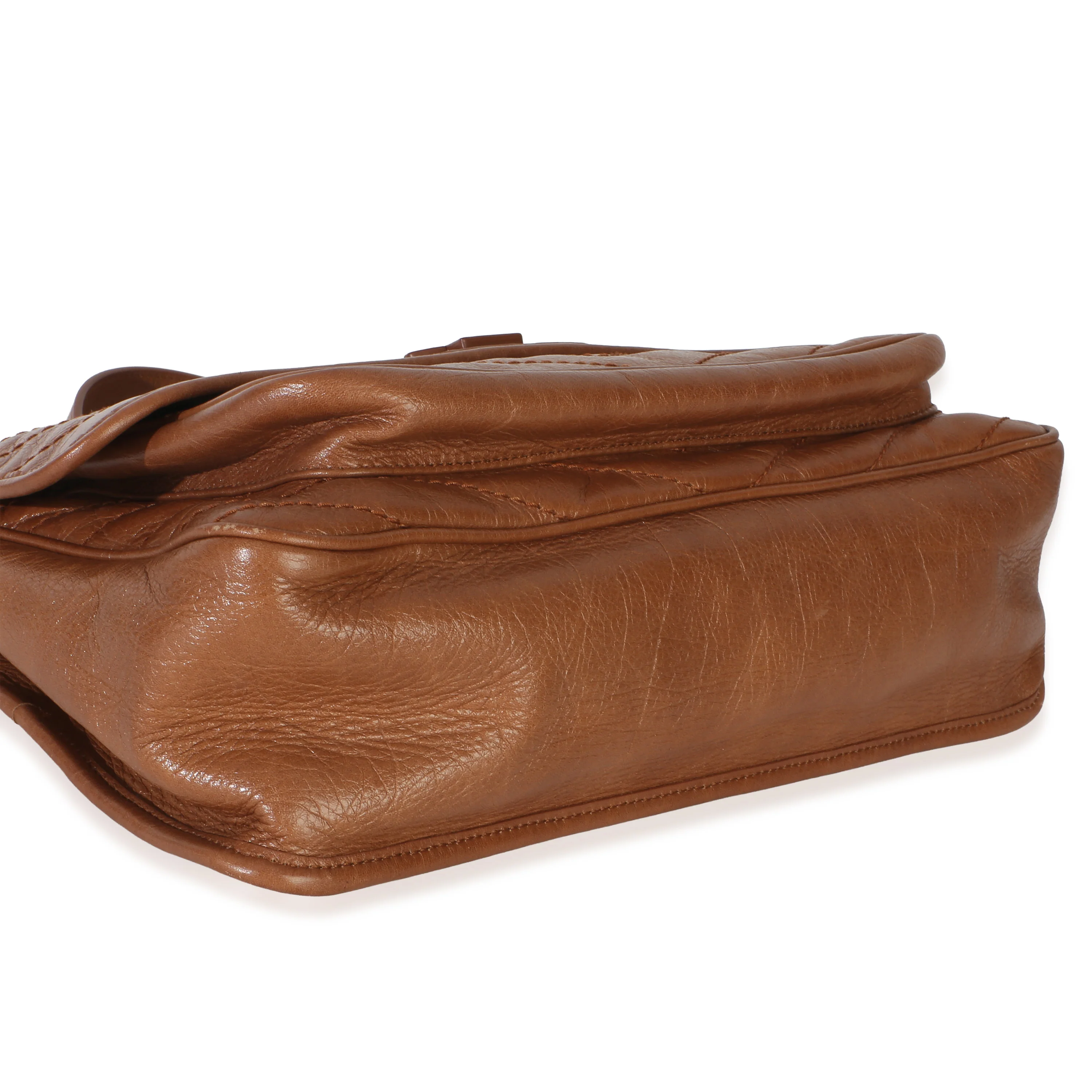 Caramel Crinkled Calfskin Matelasse Medium Niki Chain Satchel - Image 6