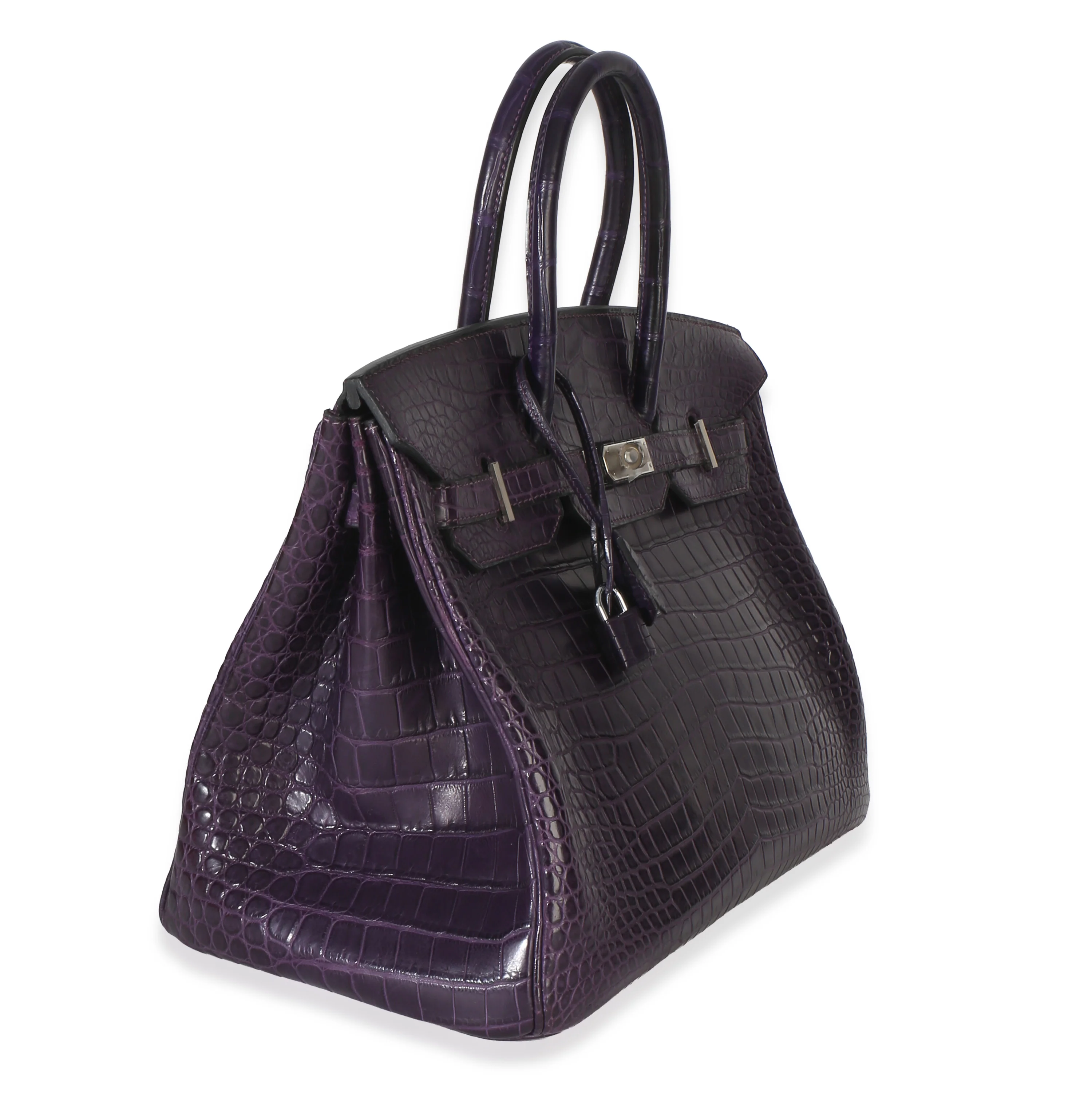 Amethyst Matte Niloticus Crocodile Birkin 35 PHW - Image 3