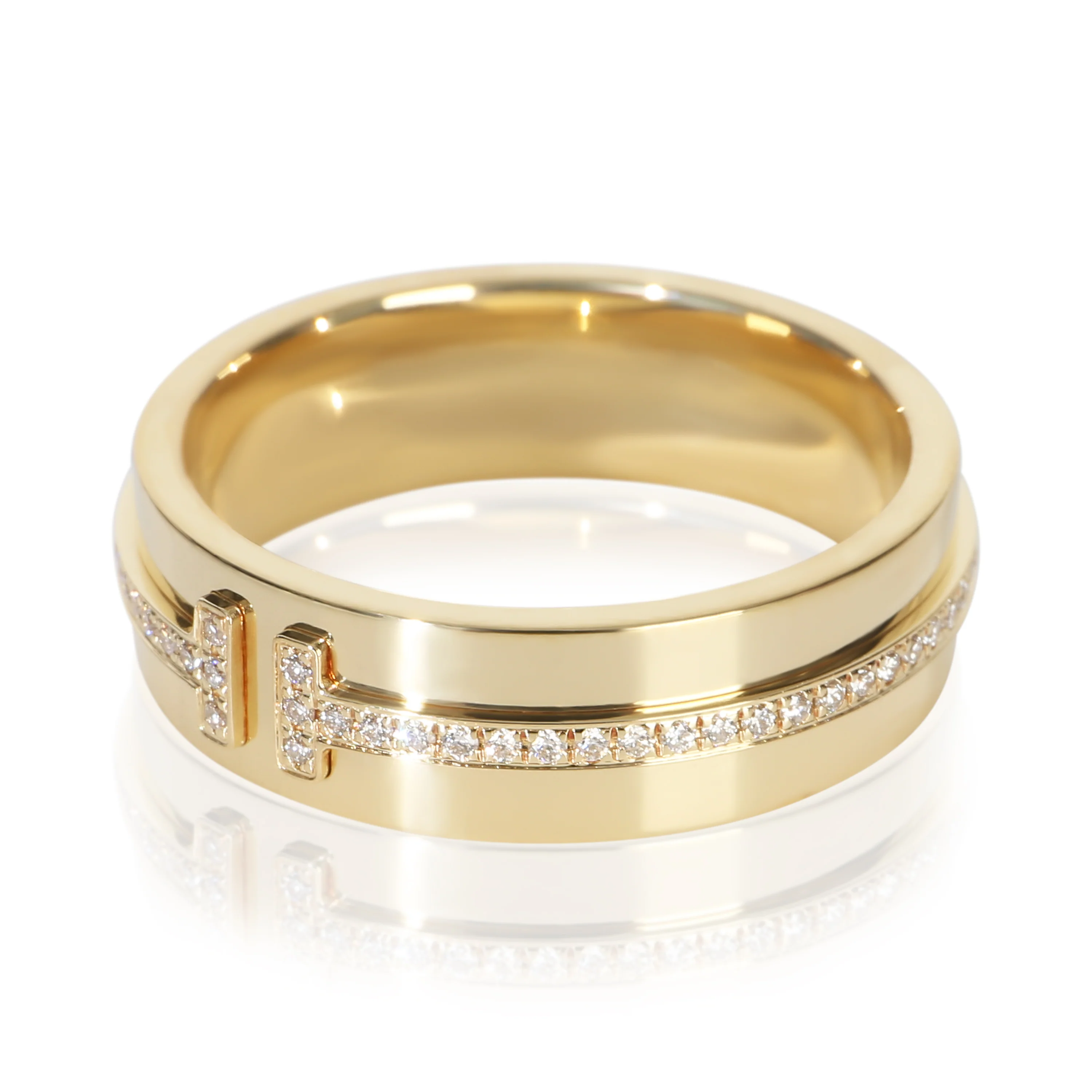 Yellow Gold Diamond Tiffany T Wide Ring - Image 2